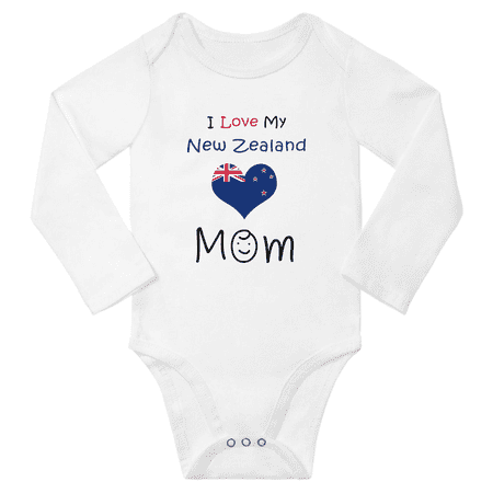 

I Love My New Zealand Mom Baby Long Slevve Bodysuit Outfits (White 3-6 Months)