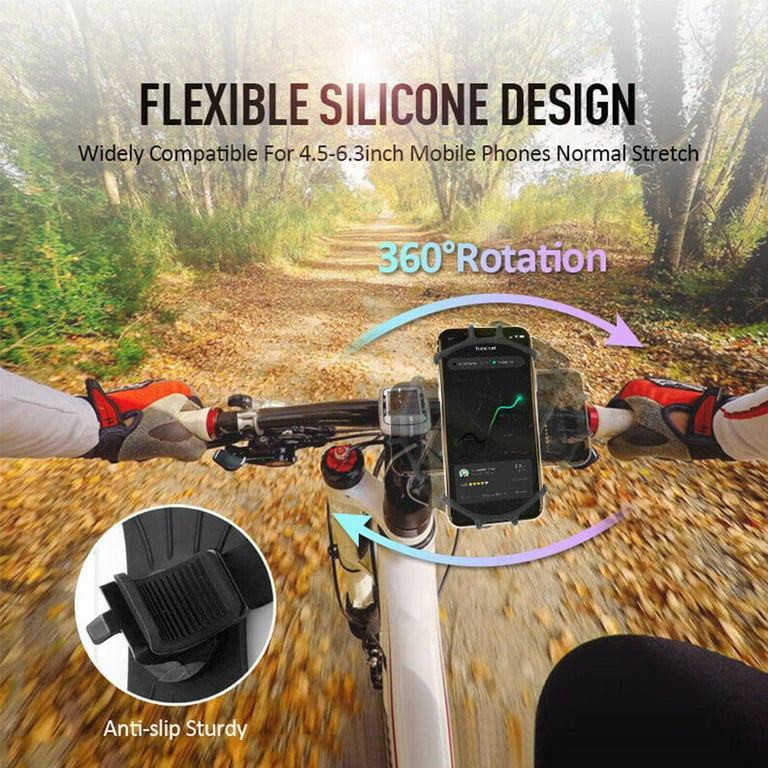 Bike Phone Mount, 360° Rotation Cell Phone Holder for Bike, Universal Silicone  Bicycle Phone Mount for iPhone Xs Max Xs Xr X 8 Plus 8 7 6s Plus, Galaxy  S10+ S10 