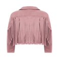 thumbnail image 4 of Veste à Franges pour Femmes Cardigan à Franges Crop Tops Vintage Ouvert devant Manteau Motard, 4 of 6