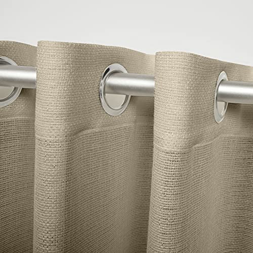 Exclusive Home Curtains Miami Semi-Sheer Textured Indoor/Outdoor Grommet Top Curtain Panel Pair, 54x84, Taupe