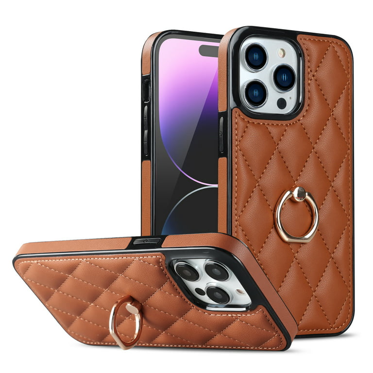Luxury Grid Pattern Leather Back Cover Compatible with All iPhone Models
