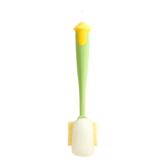 Cepillo cuatro en uno para lavar vasos Cepillo doméstico de mango largo para vasos Artefacto especial para lavar biberones Cepillo para vasos de agua Cepillo esponja descontaminante 1 unidad