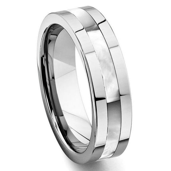 Titanium Kay Tungsten Carbide Mother of Pearl Inlay Comfort Fit Mens Wedding Band Ring Sz 10.0