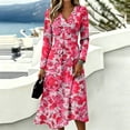 thumbnail image 5 of Womens Fall Spring Long Sleeve Midi Dress Floral Long Sleeve V Neck Dresses Long Loose Casual Floral Dresses, 5 of 5