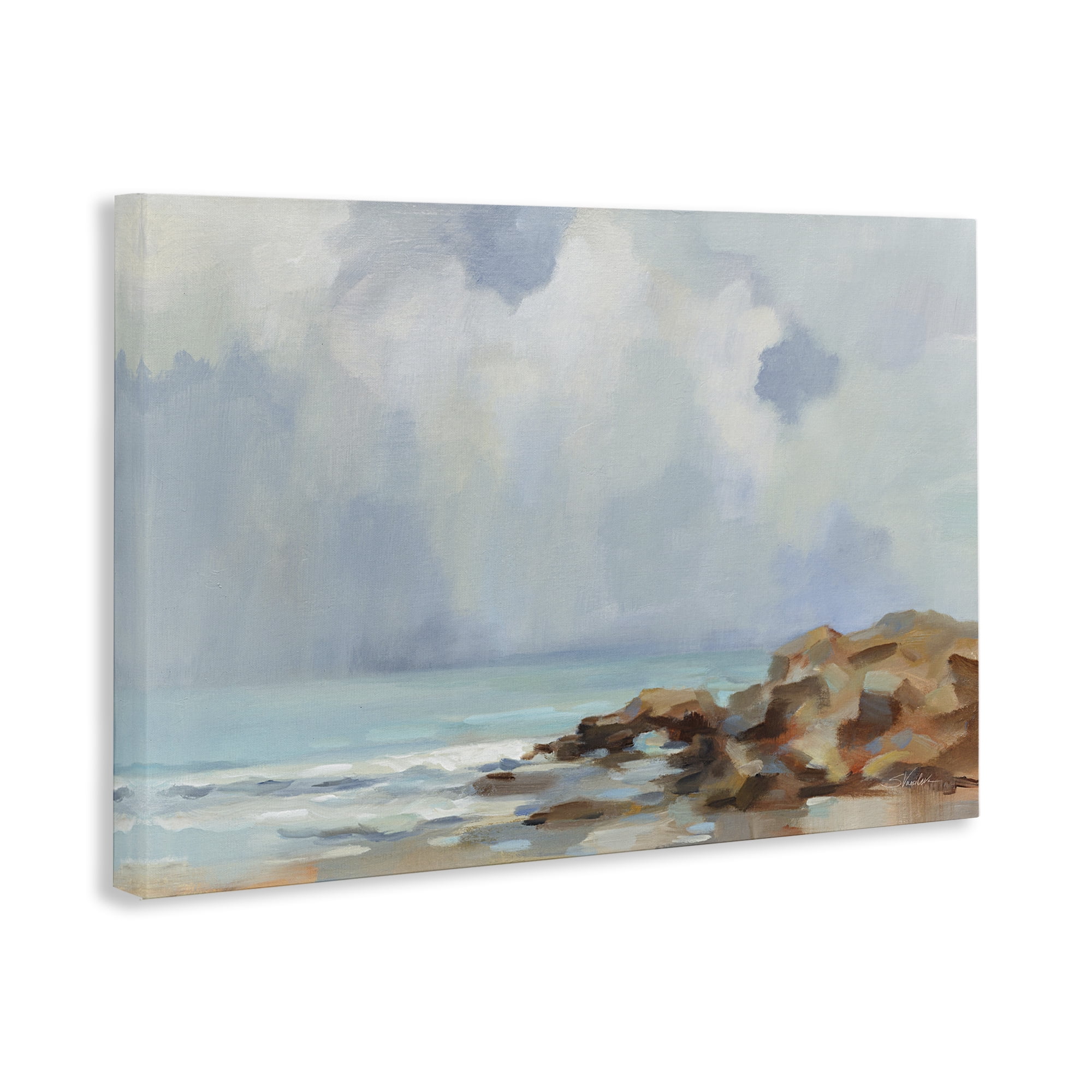 Stupell Industries Morning at Stone Beach Landscape & Nature Painting Wrapped Canvas Art Print Wall Art, 30 x 20