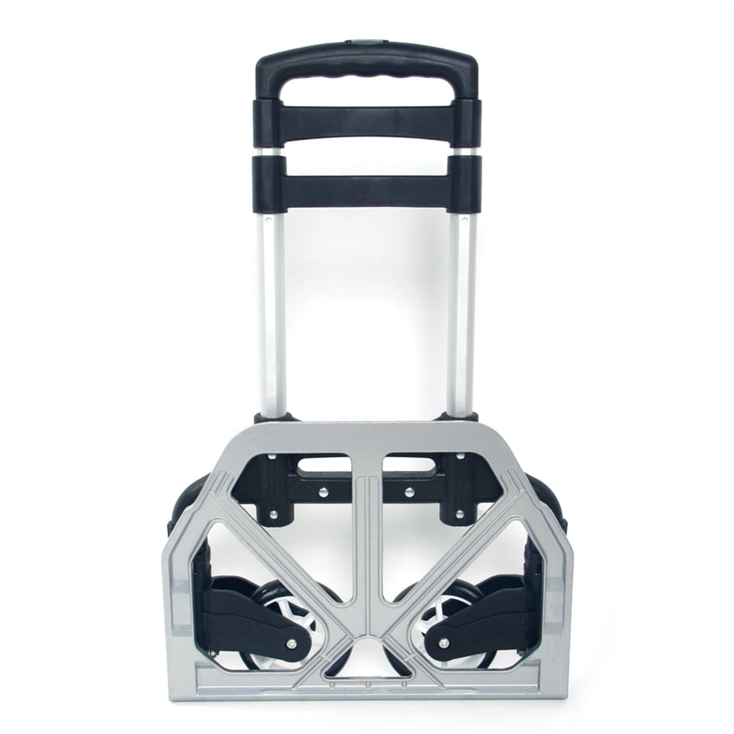 Folding Hand Truck Dolly, 165 lbs Capacity Dolly Cart, Portable Collapsible Aluminum Trolley with Retractable Handle, for Shopping, Travel, Blue