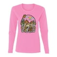 thumbnail image 2 of Wild Bobby Trendy Landscape With Daisies Cactus Monarch Butterfly Nature Lover Women Graphic Long Sleeve Tee, Light Pink, Small, 2 of 6