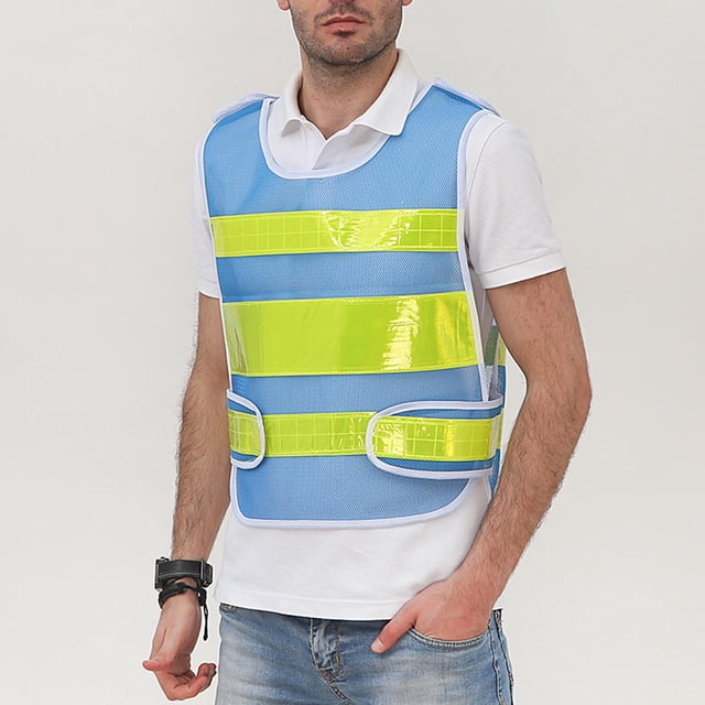 EGNMCR Débardeur à Col Rond pour Hommes, Débardeur Réfléchissant pour la Construction, Jardin la Nuit, Gilet de Protection Sans Manches Sans Chapeau Men Polyester Coat