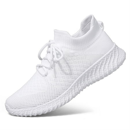 

HAOSHIDUO Men s Sock Walking Shoes Lightweight Breathable Fabric Shoes Soft Sole Lace-Up Sports Shoes Non Slip Shock Absorption