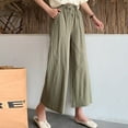 thumbnail image 7 of YOTMKGDO Bell Bottoms Women Solid Casual Pocket Elastic Waist Belt Loose Pants Cropped Pants Wide Leg Pants Slacks for Women Army Green 2XL, 7 of 7