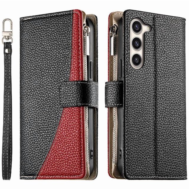 Funda cartera GANGXUN para Samsung Galaxy S23 Plus , cuero PU con tarjetero, cremallera, correa de mano, soporte y protección 757°