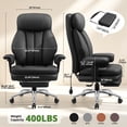 thumbnail image 5 of FASTES Office Chair, 500lbs Big and Tall Office Desk Chair Heavy Duty Ergonomic Leather Chairs with Lumbar Support High Back Computer Chair with Footrest, Black, 5 of 8