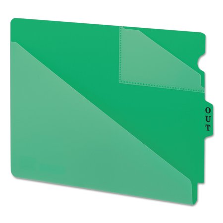 Smead Out Guides w/Diagonal-Cut Pockets, Poly, Letter, Green, 50/Box -SMD61962