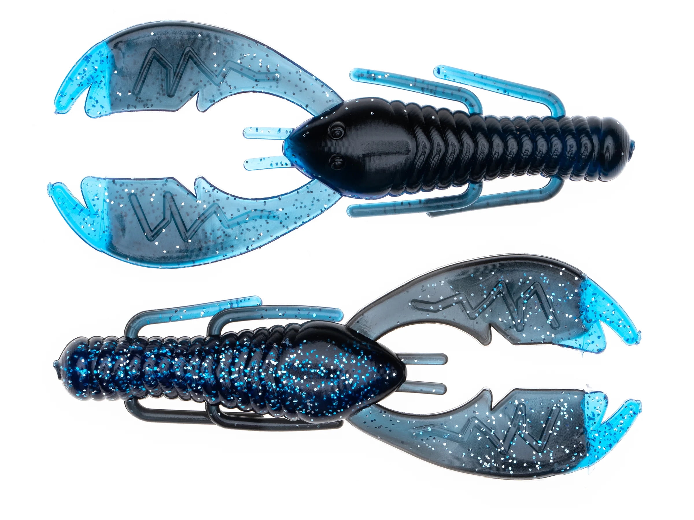 (2 pack) NetBait Paca Slim, Black Shadow Flare, Crawfish, Fishing Soft Baits 4in, 7 pieces