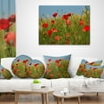 thumbnail image 4 of Designart Wild Poppy Flowers in Green Garden - Floral Throw Pillow - 12x20, 4 of 5