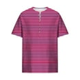 thumbnail image 3 of Fancifize Summer Clearnce Mens Casual Striped Henley Shirt Big and Tall Button Down Shirts Short Sleeve Loose Fit Summer Beach Shirt, 3 of 5