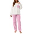 thumbnail image 6 of Miqool Womens Fuzzy Fleece Pajama Sets 2 Piece Long Sleeve Winter Warm Loungewear Sleepwear with Pocket, 6 of 9