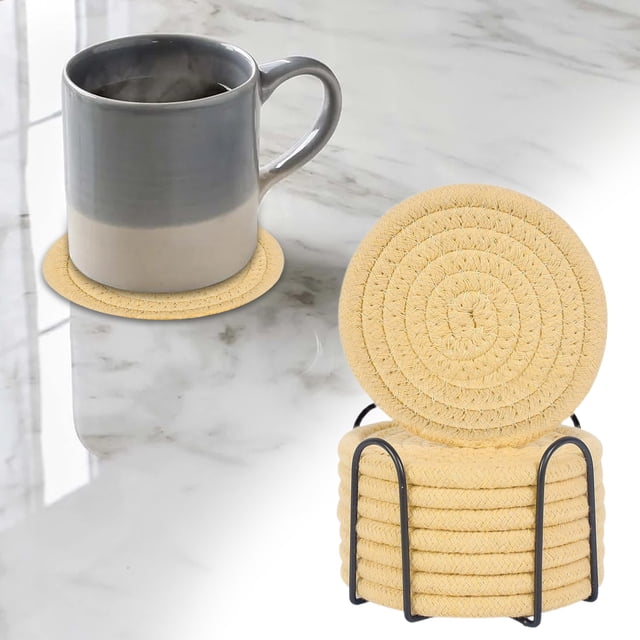 Cotton Rope Woven Placemat Table Decor - Circular Thickened Insulation Pot Mat Natural Fiber Design Ideal for Dining Tables Heat Resistant for Hot Dishes