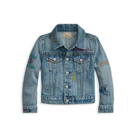Ralph Lauren CLOVERS WASH Girls' Denim Trucker Jacket, US 14