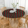 thumbnail image 3 of Red and Green Plaid Christmas Snow Pattern Round Fitted Tablecloth with Elastic Edge,Dining Table Cover Waterproof,Outdoor Round Tablecloth for Camping,Dining,Indoor and Outdoor, 3 of 7