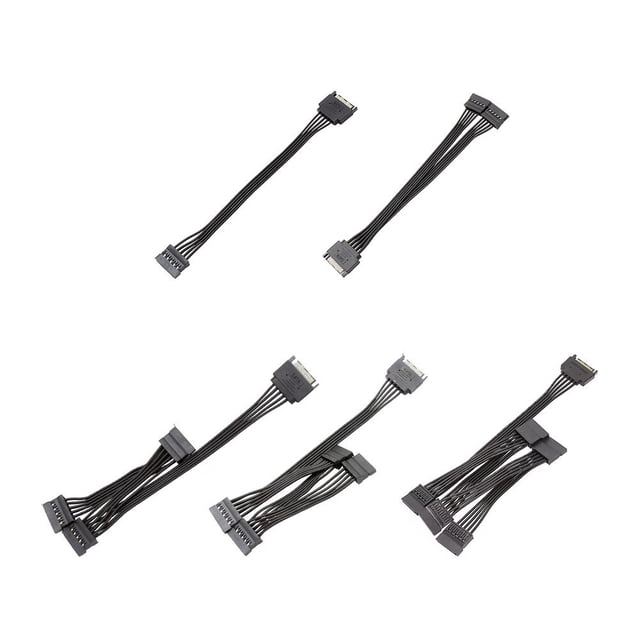 Cable de extensión SATA de 15 pines macho a hembra para disco duro de computadora (1 a 4)