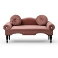 thumbnail image 2 of 54" Mid-Century Velvet Upholstered Loveseat Sofa Couch 2 Pillows Accent Bedside Entryway Bench Sofa Chaise Lounge Sofa Love seat for Bedroom, Living Room Office, Pink, 2 of 6