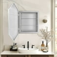 thumbnail image 3 of Wellynap 24 x 36 Inches Silver Bathroom Medicine Cabinet with Mirror, Wall-Mounted Metal Storage Organizer, Adjustable Glass Shelves, and Soft-Close Doors for Bath Space., 3 of 7