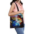 thumbnail image 1 of EREHome Skull Fractal Effect Color Space Computer Collage Canvas Bag Reusable Tote Grocery Shopping Bags Tote Bag 14"(W) x 16"(H), 1 of 2