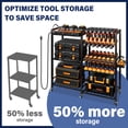 thumbnail image 2 of TC-HOMENY Movable Power Tool Organizer Cart w/ 8 Outlets Charging Station, 28 Power Drill Tool Garage Battery Storage Rack, Heavy Duty 3-Tier Tools Organizer, Festive Gifts for Men Dads Father, 2 of 8