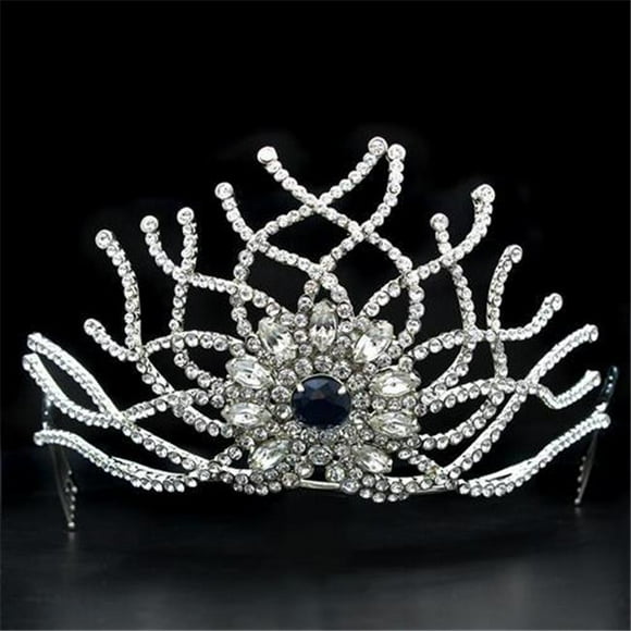 Women Imitation Rhodium Brass Tiaras & Hair Clip with Top Grade Crystal in Montana