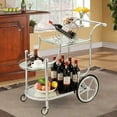 thumbnail image 4 of DORTALA Rolling Serving Cart, 3-Tier Metal Bar Cart with Tempered Glass, 4 Wheels Tea Serving Bar Cart for Livingroom, Kitchen, Silver, 4 of 9