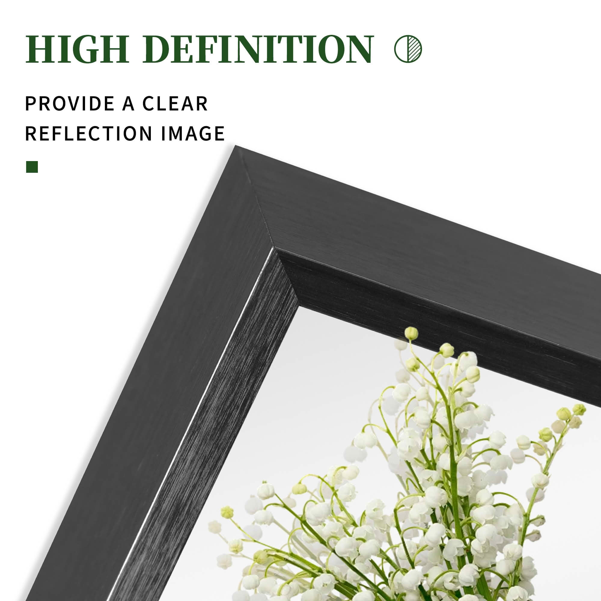 MAYEERTY 38x26x1 Inch Black Thin Edge Aluminum Right Angle Rectangular Wall Mounted Mirror, Double Sided for Bathroom