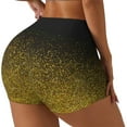 thumbnail image 2 of Xecao Gold Glitter Gradient Print Workout Shorts for Women Soft Smooth Gym Yoga Scrunch Active Tennis Workout Running Shorts, 2 of 9