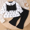 thumbnail image 2 of asjyhkr Fall Outfits for Kids Girls 2 Piece Vacation Casual Tops Ribbed Flare Leg Pants Birthday Clothes for Daily Wear(18-24 Months,Black), 2 of 6