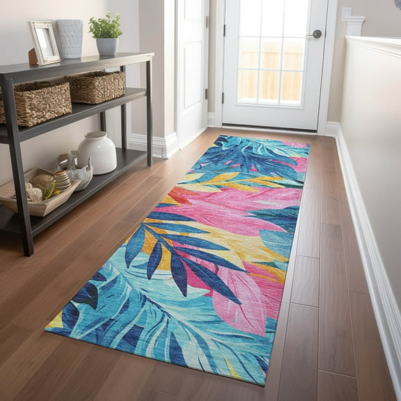 Addison Rugs Chantille Indoor/Outdoor Transitional Floral Sky Washable Runner Rug, 2'3" x 7'6"