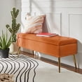 thumbnail image 6 of Tina's Home 45" Velvet Storage Bench Upholstered Tufted End of Bed Ivory Bench Bedroom Entryway Orange, 6 of 8