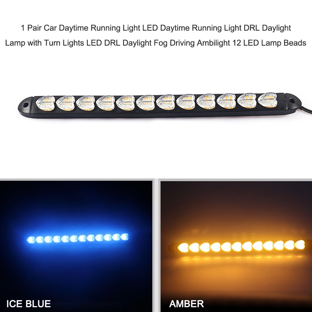 Pair Tricolor LED Daytime Running Turn Signal Light Car SUV DRL Fog Driving Lamp