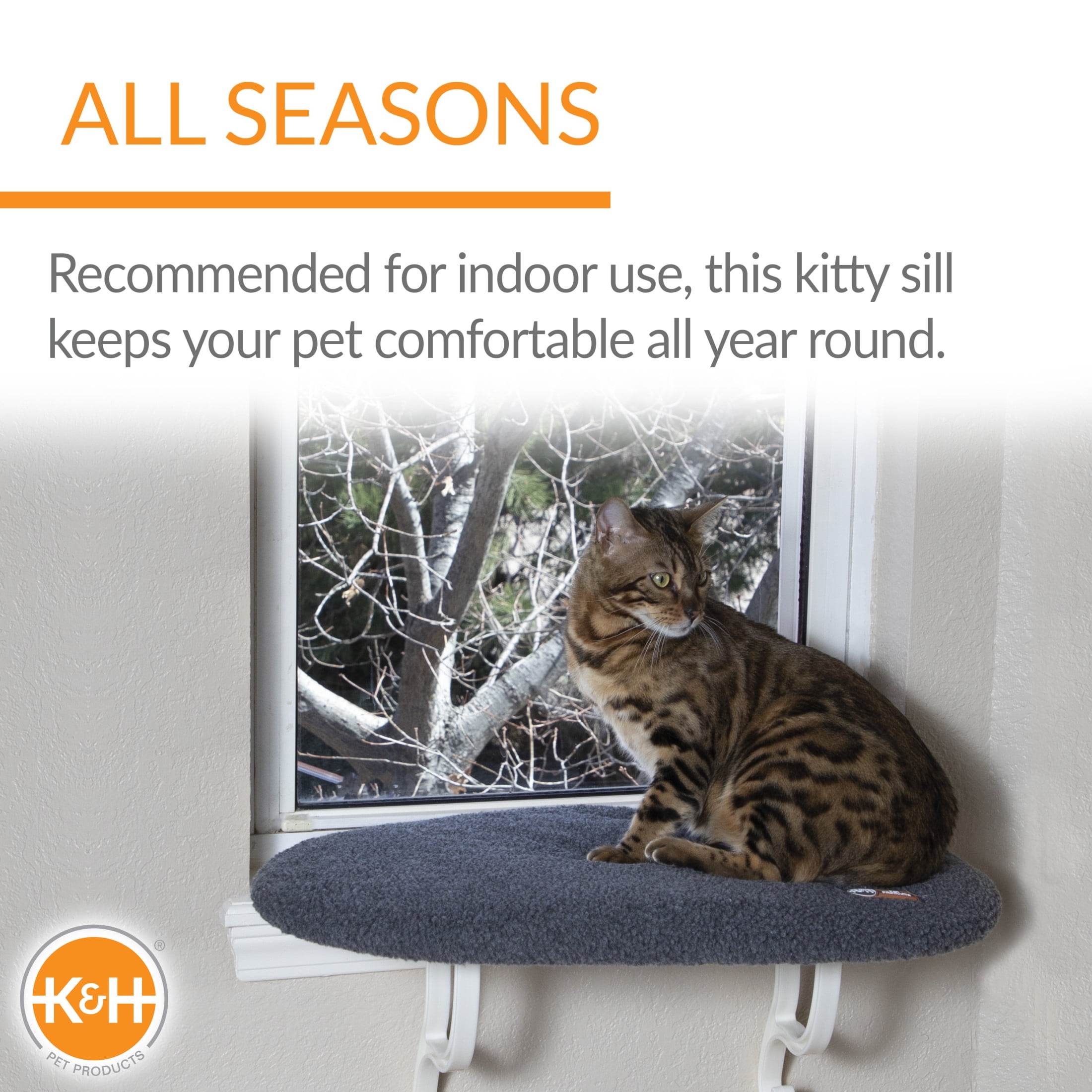 K&H Pet Products Window Kitty Sill Unheated Indoor Perch Gray 14 X 24 Inches