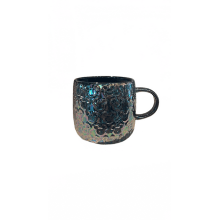 Disney Parks Mickey Icon Black Iridescent Ceramic Coffee Mug New