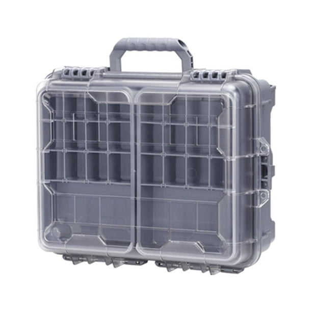 Caja organizadora de almacenamiento para aparejos de pesca, caja de accesorios de pesca, caja de herramientas resistente para Gris