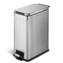 Home Zone Living 3 Gallon Slim Stainless Steel Trash Can with Step Pedal and Soft-Close Lid