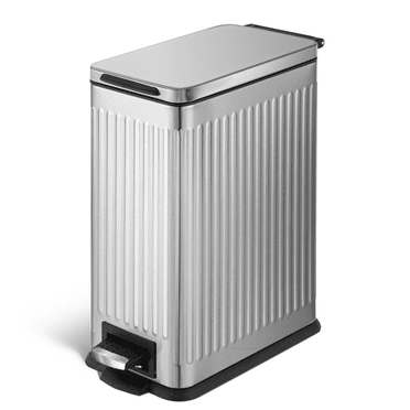 Home Zone Living 3 Gallon Slim Stainless Steel Trash Can with Step Pedal and Soft-Close Lid