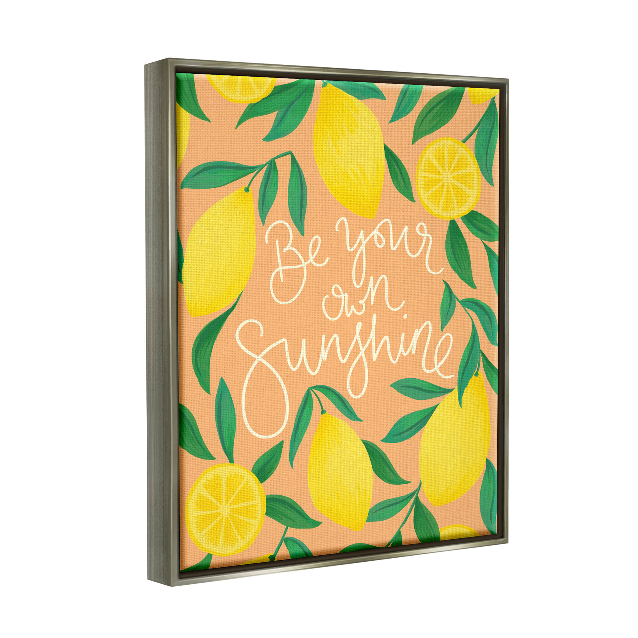 Be Your Own Sunshine Lemon Fruits Inspirational Graphic Art Luster Gray Framed Art Print Wall Art