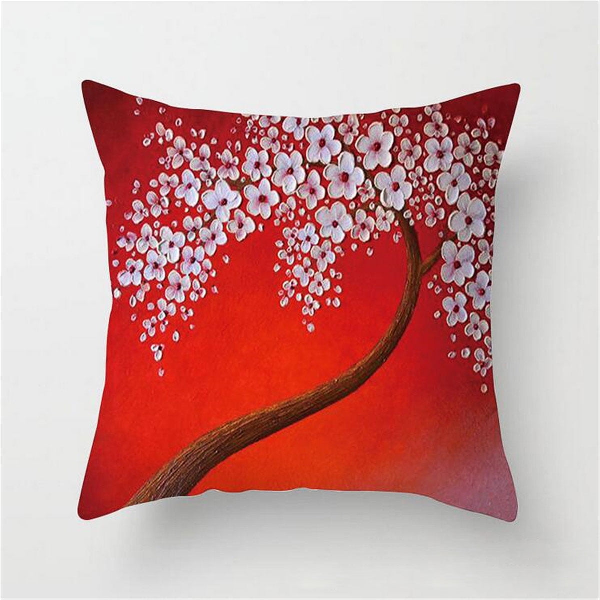 Oil Painting Flower Tree Pillow Case Cushion Cover Sofa Waist Throw Home Decor 