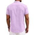 thumbnail image 4 of Qwertyu Hawaiian Shirt for Men Summer Cotton Linen Solid Casual Mens Short Sleeve Button Down Shirts Purple XL, 4 of 4