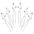 thumbnail image 1 of Horquillas de cristal para novia, horquillas en forma de U para boda, accesorios para el cabello con diamantes de imitación, horquillas de flores plateadas para novia, 1 of 1