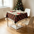 thumbnail image 4 of Christmas Square Tablecloth, Ruffled Christmas Plaid Polyester Blend Table Cover for Dining Table and Holiday Party, 24 x 24 in, 4 of 6