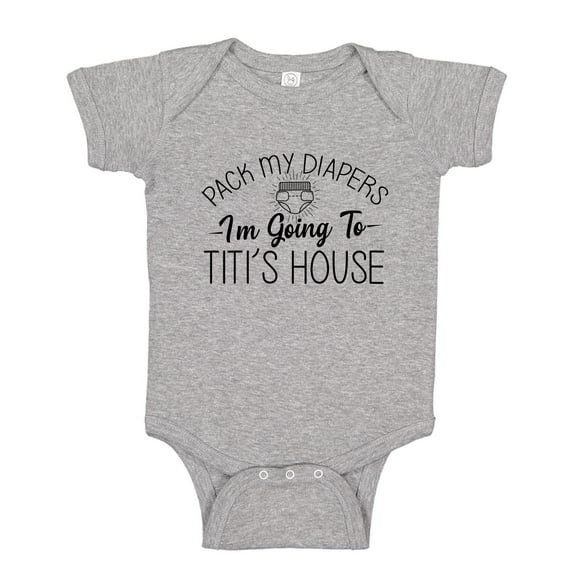 Pack My Diapers I'm Going To Titi's House Baby Bodysuit One Piece NB Athletic Heather