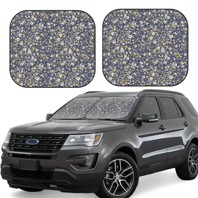 Wukai Daisies Flowers Car Front Windshield Sun Shade,Sun Visor Shield Block Automotive Interior Protector Blocks UV Rays-Large