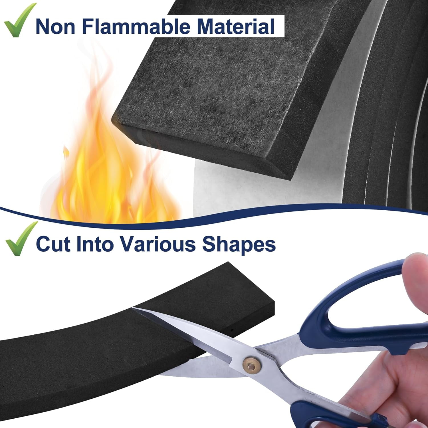 FRKSMD-42Ft Foam Tapes Self Adhesive Foam Seal Strips 1/2In x 1/4In x 21Ft Each Roll Weatherstrips High Resilience Weather Stripping Door Seals for Door Soundproofing, Window Insulation (2R, Black)